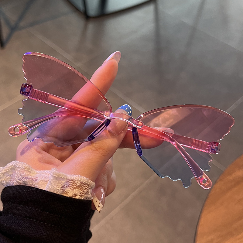 ヴィンテージリムレス蝶形サングラスストリートウェア女性高級面 - Streetwear Brand With Butterfly のレビューと価格