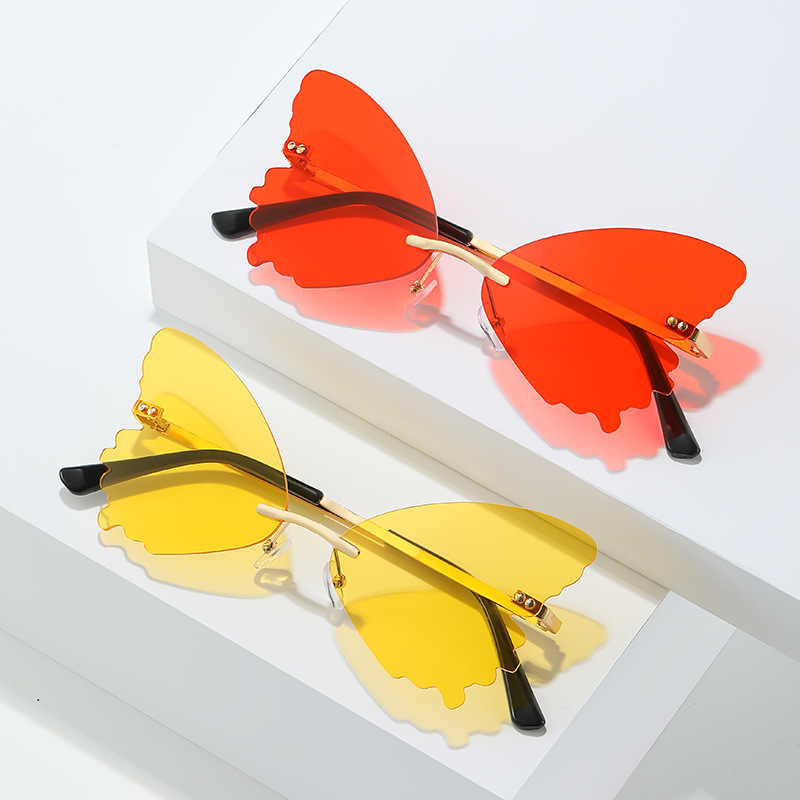 ヴィンテージリムレスバタフライシェイプサングラスストリートウ - Streetwear Brand With Butterfly のレビューと価格